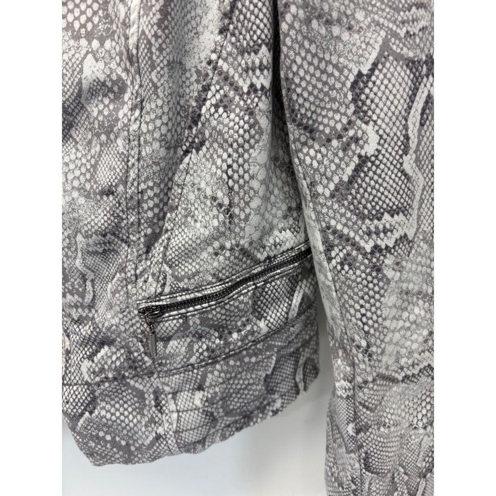 White House Black Market Moto Jacket Women 10 Grey Snakeskin Zip Up Stretch Coat - Picture 3 of 6